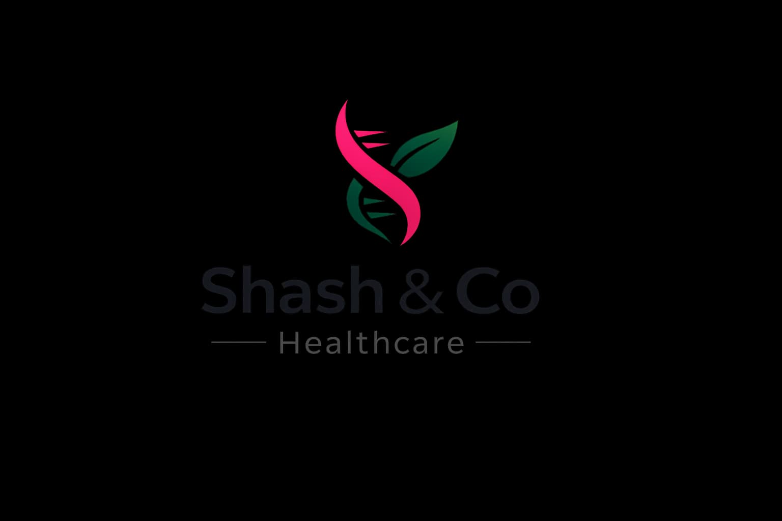 Shash & Co Healthcare logo – modern premium design with magenta and green accents
