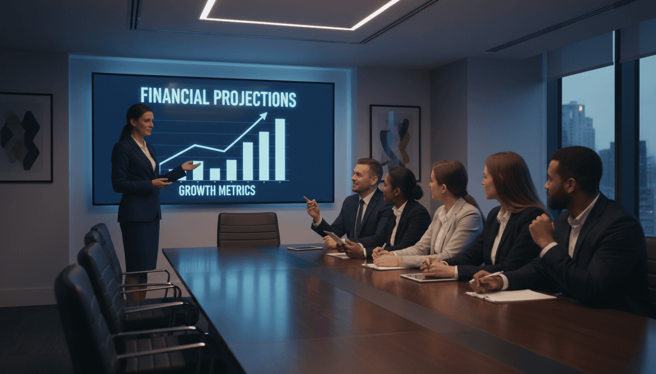 Business Presentation to Investors in Conference Room